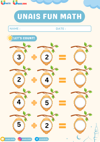 Learn Addition – Unais Fun Math | Printable Worksheet